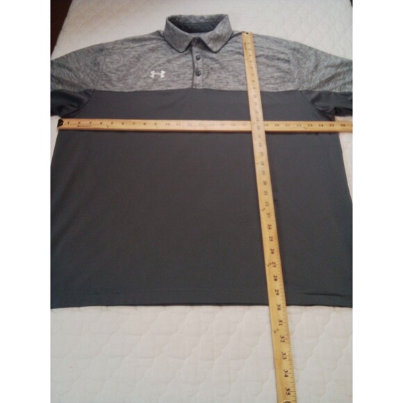 Men's Gray Under Armour Polo  Tone  Shirt No Size Tag Measures XL - Picture 5 of 12